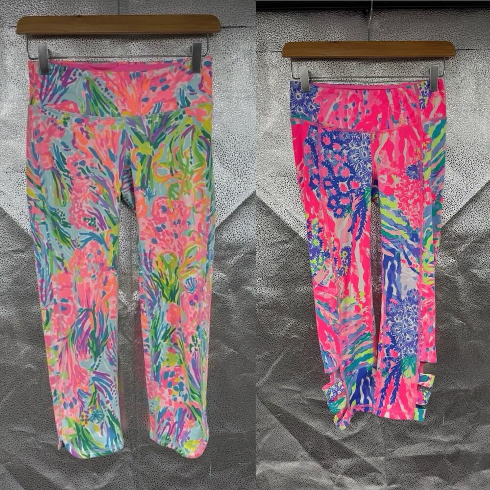 Lilly Pulitzer Luxletic Weekender Cropped Leggings Preppy Lot Of 2 UPF 50 XS